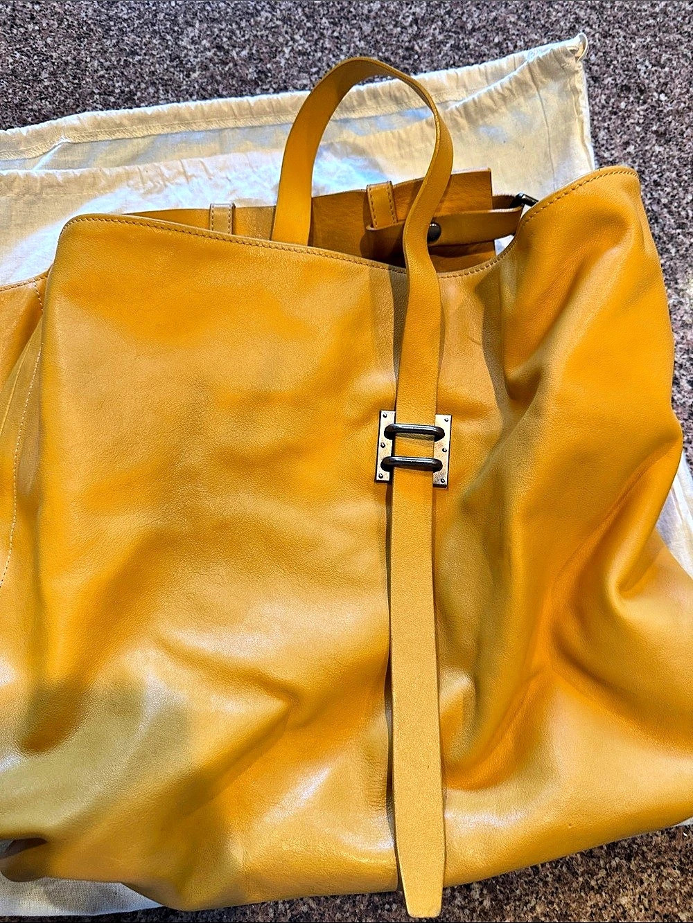 Marni Leather Tote in Yellow